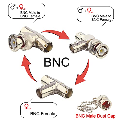 10 Type Bnc Adapter Kits Bnc Female To Dual Bnc Female Adapter, 2 Way 3 Way 4 Way Splitter Adapter Rf Coaxial Connectors Handheld Radio Video Bnc Coupler Adapter For Cctv Camera Survelliance System #TOP3