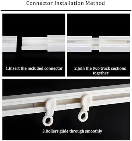 No Drill Self-Adhesive Ceiling Mount Track System - Silent Aluminum Room Divider Rail for Camper & Renter, Easy Installation, 9.8ft (3 x 100cm) - White-B