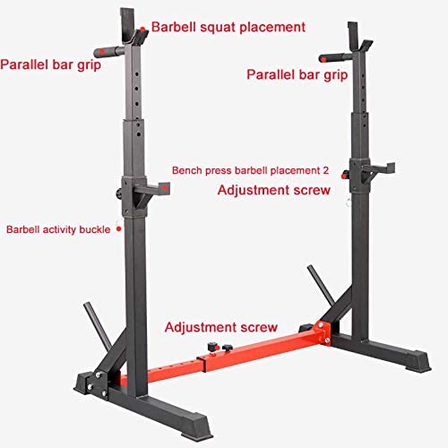 OTQEFTN Barbell Rack,Adjustable Squat Rack,Capacity Dip Stand Home Gym Fitness Barbell Stand for Weight Lifting, Bench Press, Squat, Dipping Station