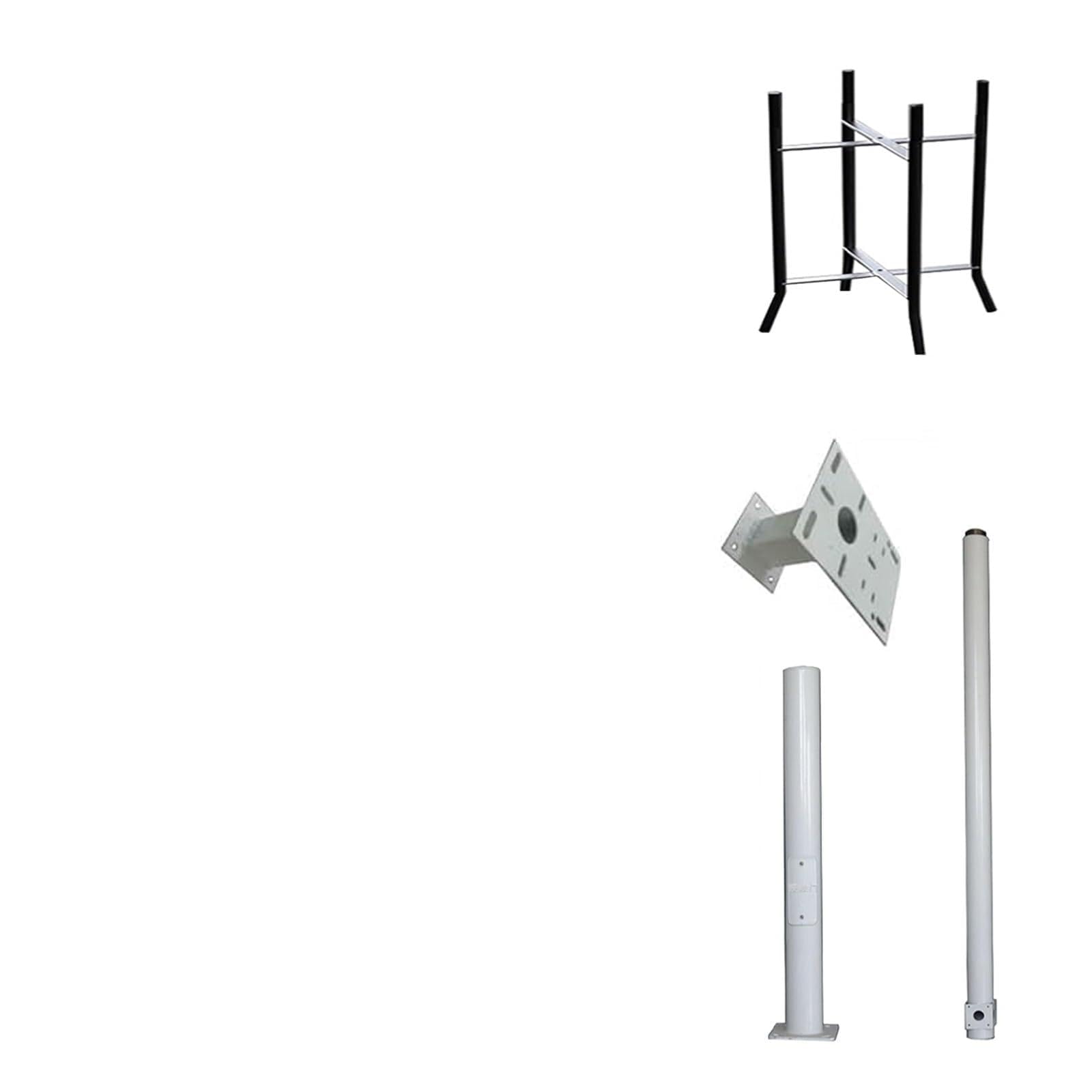 Soporte de montaje para panel solar y cámara, soporte de poste de vigilancia ajustable de 2 a 6 m con barra de rayos extraíble de 40 cm para cámaras de seguridad al aire libre