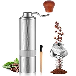 OMMO Manual Coffee Grinder – Conical Stainless Steel Burr, Burr Coffee Grinder with Adjustable Grind Setting, Capacity…