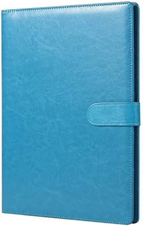 A4 Clipboard Folder with Storage Document Pen Holder, Writing Pad Organizer Clip Board CV Faux Leather Folder Foldover FolioTurquoise