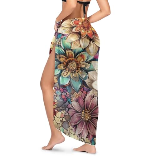 JEOCODY Womens Swimsuit Cover Up Casual Long Beach Sarong Wrap Skirt Soft Bathing Suit Cover Up2