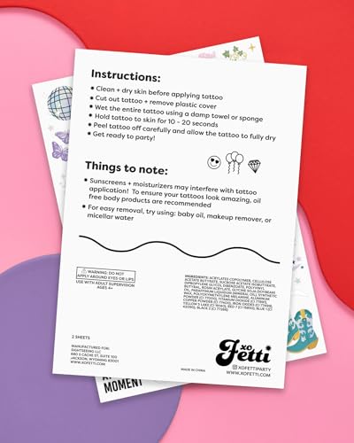 xo, Fetti Eras Party Temporary Tattoos - 74 Iridescent Styles | Bachelorette Decorations, Birthday Girl Party Accessory, Karma Theme Favor, Lover Gift, Cute Bday Supplies