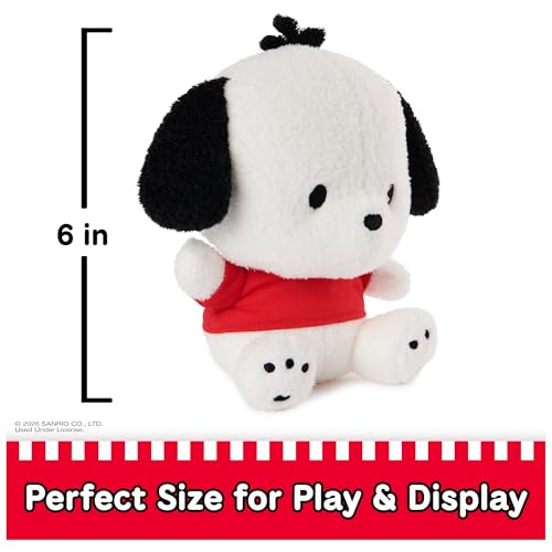 Image of GUND Sanrio Pochacco Plush, Puppy Stuffed Animal for Ages 1 and Up, White /Red, 6 inch