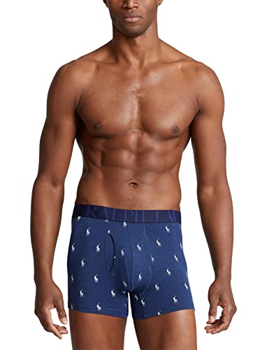 POLO RALPH LAUREN Men's Stretch Classic Fit Boxer Briefs, Trunks & Long Leg Available, 3-Pack, Royal Heather/Blue Heather White/Blue-3 Pack, Small2
