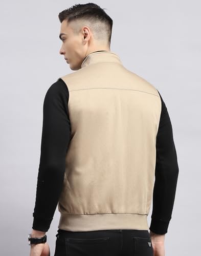 Image of Monte Carlo Men's Cotton Standard Length Printed Mock Neck Sleeveless Jacket (223061706)