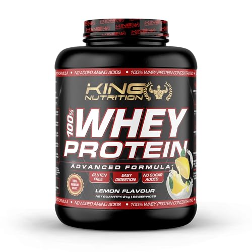 100% Whey Protein King Nutrition Proteina Concetrada (Limón, 2000gr)