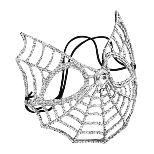 Bijoux de Mardi Gras : masque en alliage d'argent ciselé et strass premium