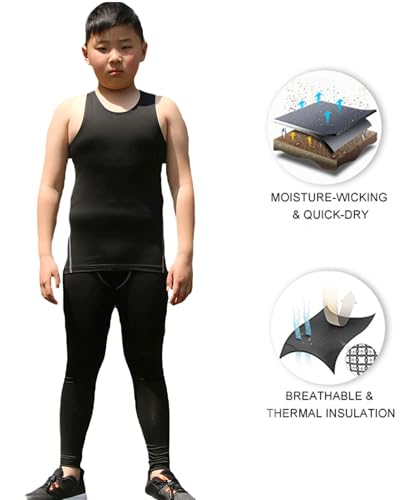 LANBAOSI Boy's 3 Pack Compression Sleeveless Shirt Soccer Training Kids Tank Top Undershirts4