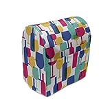 Lunarable Winery Stand Mixer Cover, Cocktail Glasses and Wine Bottles Pattern Bar Menu Party Alcohol Drinks, Kitchen Appliance Organizer Bag Cover with a Pocket, 6-8 Quarts, Multicolor