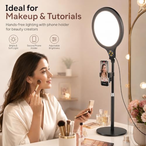 Image of 11 inch USB LED Camera Soft Panel Light | Photography Lighting Kit for Recording | YouTube, Makeup, Live Streaming, Video Recording with Tripod Stand & Phone Holder (Y-10 Slab Light)