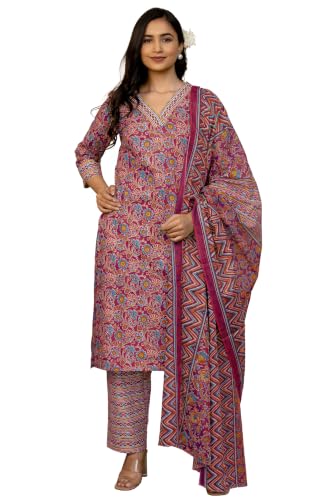 Image of MIRCHI FASHION Pure Cotton Women Straight Batik Printed Kurti Set with Dupatta and Pant