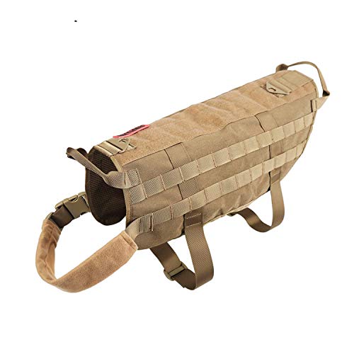 OneTigris Tactical Dog Training Vest Harness with Mesh Padding and Two Handles (Coyote Brown - Upgraded Version, M / 41cm)