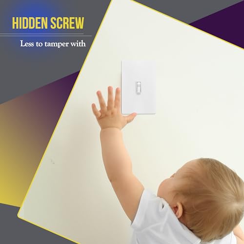 Image of ENERLITES Screwless Toggle Switch Wall Plate, Child Safe Light Switch Cover, Standard Size 1-Gang 4.68 inch x 2.93 inch, Unbreakable Polycarbonate Thermoplastic, UL Listed, SI8811-W, Glossy, White