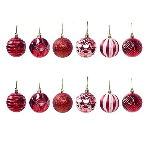 Small Christmas Ball Christmas Ornament 2022, 12 Pcs Small Christmas Ball Decorative Hanging Ornaments Pvc Hanging Decorations Pvc Small Christmas Ball Ornaments For Holiday Party Decoration (A) #TOP11