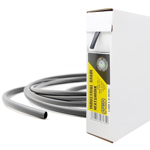 Image of ArmaKit 4.8mm Cable Heat Shrink Tubing Black 10 Metre Reel - Wire Heat Shrink Sleeving Rubber Cable Shrink Wrap for use with Heat Gun for heat shrink connectors/electrical solder sleeves
