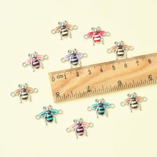 Airssory 10 Pcs Printed Animal Charms Links Enamel Honeybee Bee Charms for DIY Jewelry Making Bracelets Crafting - Image 4