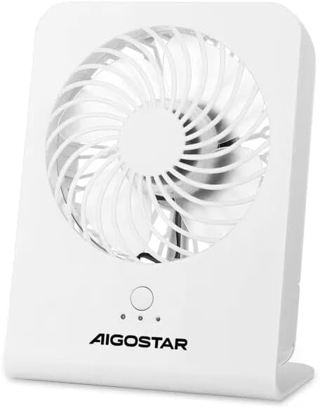 4 Blade 3 Speed Table Fan without Battery White Ideal for Indoor Use