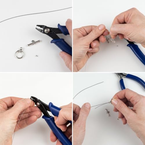 Image of Beadsnfashion Steel Jewellery Making Crimping Plier (4.5 Inch) - Professional Stainless Steel Jewellery Making Tool with Blue Grips Handle for Lock The Beading Wire and Detailed Craft Work
