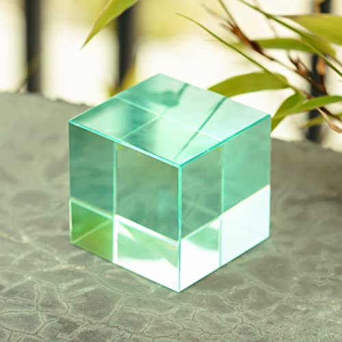 QFkris K9 Crystal Optical Glass Prism Cube Paperweight Ornament Art Glass Figurine Table Home Collectible Decor Photography Accessory (1.5inch,Cyan) - Thumbnail 6