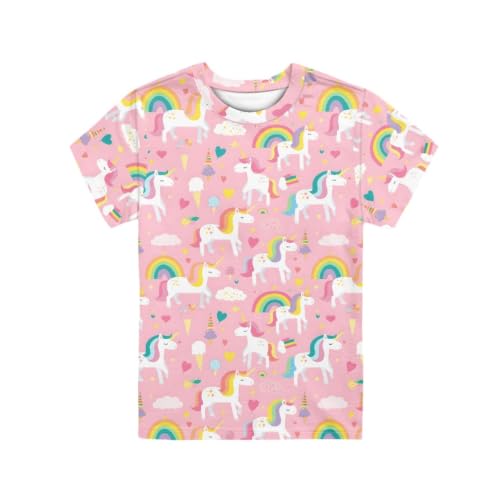Image of ENLACHIC Girls Teens Pink Flamingo Printed Summer Short Sleeve T-Shirts Cute 3-16 Years