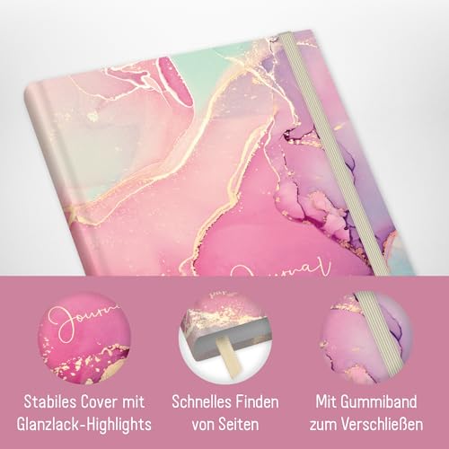 paper&you® dotted Journal A5 z gumką "Silky Pink" 156 stron, notatnik w kropki, pamiętnik - zrównoważony i przyjazny dla klimatu