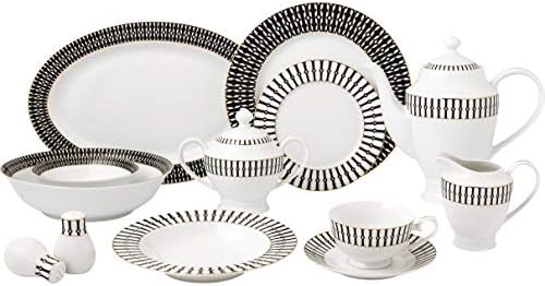 Lorren Home Trends Fiesta-57 Dinnerware Set for Entertaining, One Size, Black