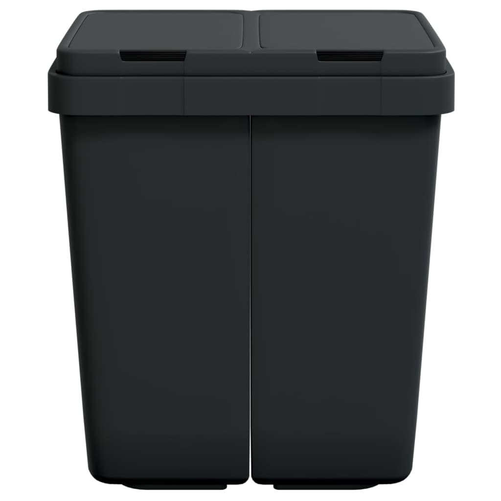 vidaXL Poubelle double anthracite 2x25 L, poubelle de cuisine double, bac de recyclage double, poubelle à deux compartiments