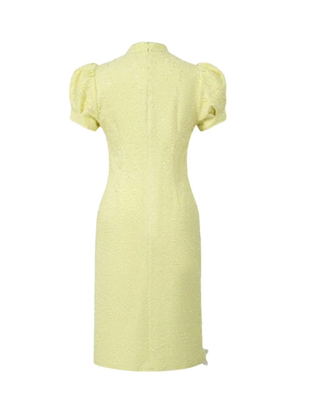 Vestido de fiesta largo y ajustado de manga corta con cuello alto y volantes irregulares para mujer