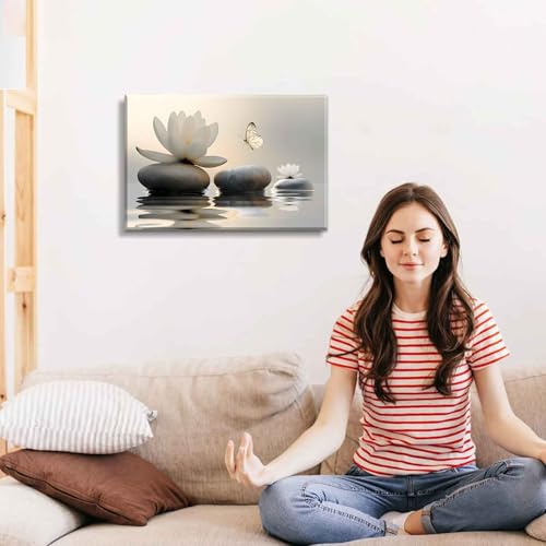 Zen White Lotus Canvas Wall Art White Flower Yellow Butterfly on Lake Wall Decor Pictures Meditation Posters Prints for Bathroom Living Room Modern Spiritual Yoga Spa Bedroom Decoration Zen White Lotus Canvas Wall Art White Flower Yellow Butterfly on Lake Wall Decor Pictures Meditation Posters Prints for Bathroom Living Room Modern Spiritual Yoga Spa Bedroom Decoration