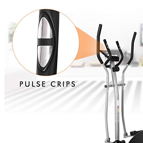 ncient Elliptical Machine Eliptical Exercise Machine for Home Use Elliptical Trainer Indoor Workout Fitness Machine Magnetic Smooth Quiet Driven Pulse Rate Grips (Grey) - Thumbnail 4