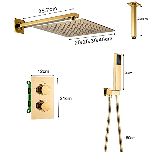 Ensemble de robinet de douche thermostatique or encastré - 3