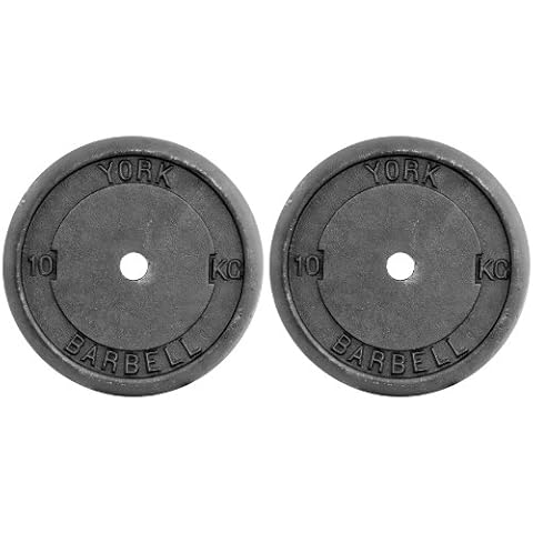 York Fitness Cast Iron Plates Weight Plates - Adjustable Dumbbell Weights Set Perfect for Bodybuilding Weight Lifting Home Gym Exercise Equipment - 2x10kg Cover