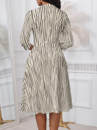 Image of PinkPatty Women's Casual A-line Midi Dresses 3 /4 Sleeve V Neck Fit and Flare Dress with Pockets