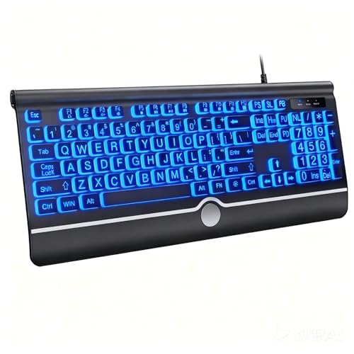 KOPJIPPOM USB Wired Keyboard with Large Print Backlit Keys...