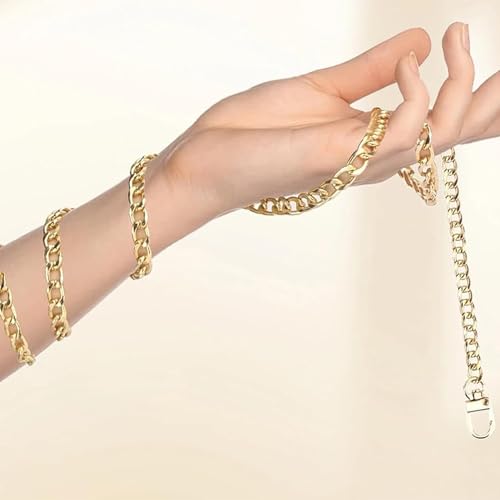 YOYEAH Taschenkette Gold 4 Stück, Kette für Tasche & Trageriemen mit O-Ringe, Metall Schulterriemen 40/60/100/120 cm, Taschen Kette für Handtaschen & DIY, Ersatzkette Umhängetasche (Gold)