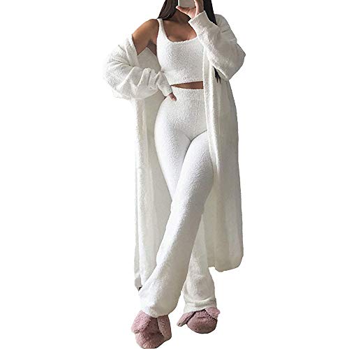 3-teiliges Lounge-Set für Damen Sexy Solid Plush Pyjamas...