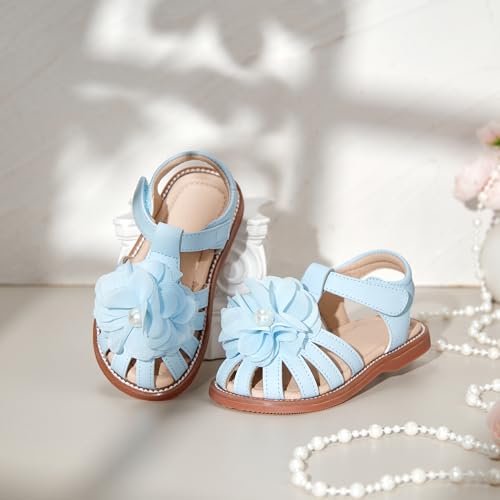 Image of Flaryzone Girls Sandals Closed Toe Summer Flats Dress Sandals Shoes Toddler /Little Kid