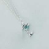  WOZUIMEI S925 Collar de Plata Esterlina Cadena de Clavícula Mujer Aurora Fantasía Planeta Collar Azul Cristal Colgante Joyeríaplatino, Plata 925