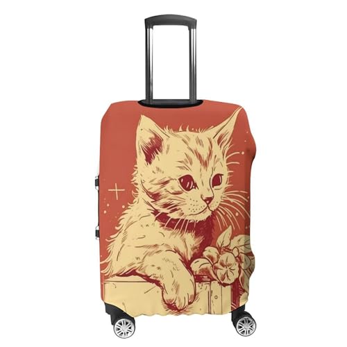 Carry on Luggage Cover Cat Lying on The Box Suitcase Covers for Luggages Tsa Approved Travel Luggage Sleeve Protector Elastic Suitcase Protector Anti-Scratch Washable Fits 19-30 Inch Case -L4