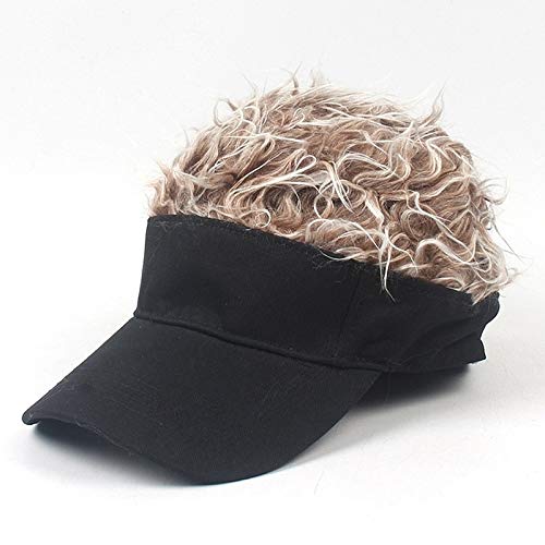 Sombrero para El Sol Popular Neutro de Moda al Aire Libre Parasol Gorra de béisbol con la Peluca, Apto for Internet Moderna Calle Hipsters (Color : Adult Black Coffee Wig)