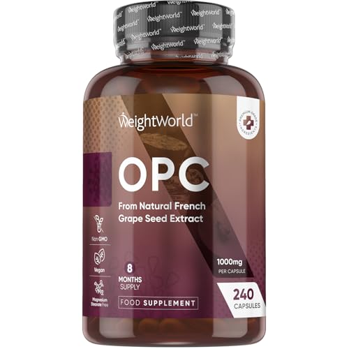 WeightWorld Grape Seed Extract Capsules 1000mg | 240 Capsules | 8 Months Supply | 95% OPC (Oligomeric Proanthocyanidins) | Vegan Polyphenols Supplement | for Men & Women | 1 Capsule per Day