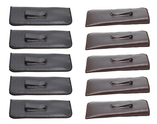 Image of Calabria S-41 Soft Slim Slip In Eyeglass Case w /Pocket Belt Clip PU Leather Mens Womens Glasses Holder Pouch Sleeve Storage