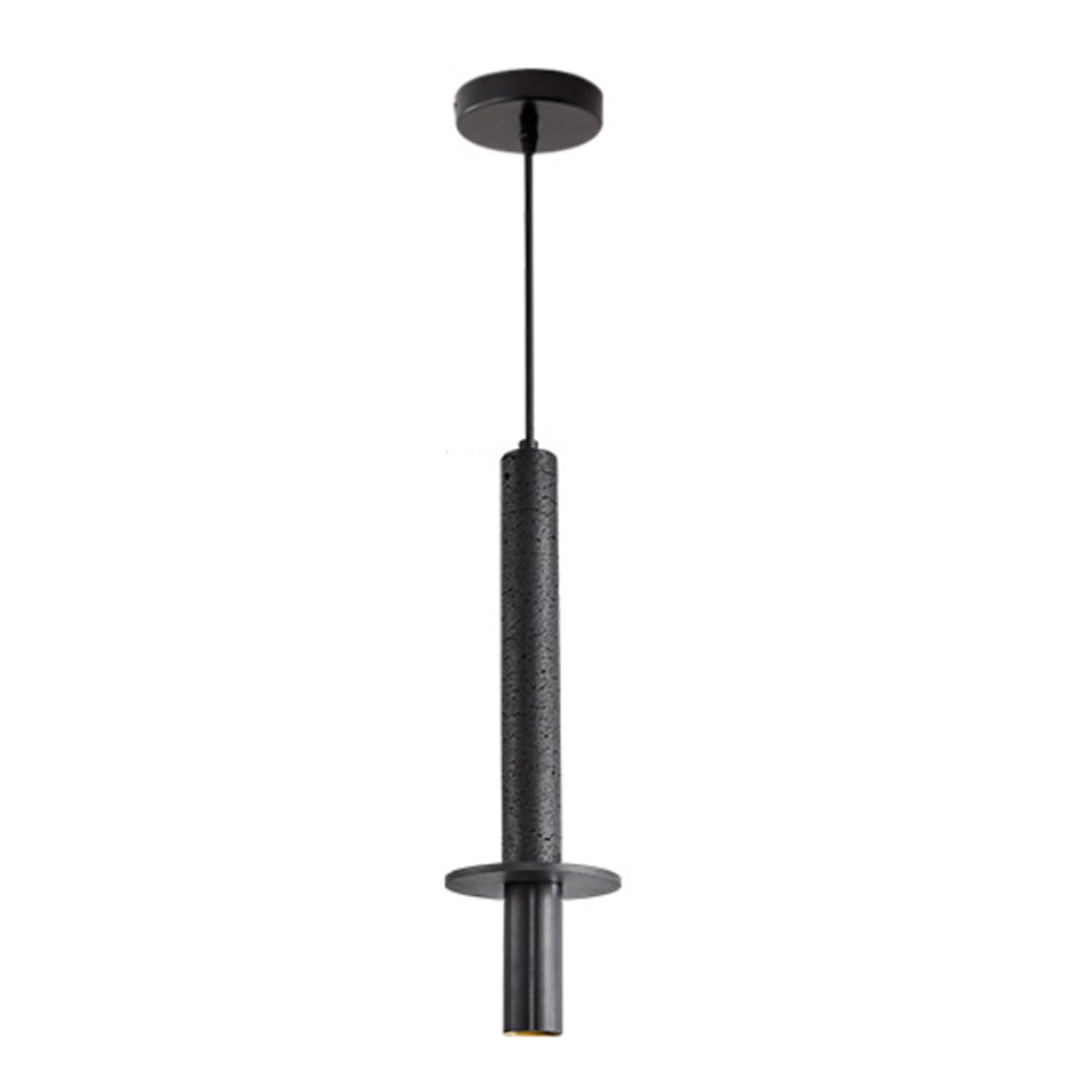 Huayusedf Black 12.9" Yellow Travertine Long Tube Pendant Light Mini Style Cave Stone Chandelier Kitchen Island Hanging Ceiling Spot Fixtures For Dining Table Living Room Bar