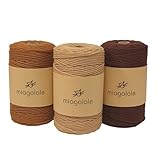 miagolale マクラメ ロープ コットン コード 編み紐 DIY 直径３mm 200m巻 (キャラメルブラウン・ダークブラウン・ジュートベージュ)