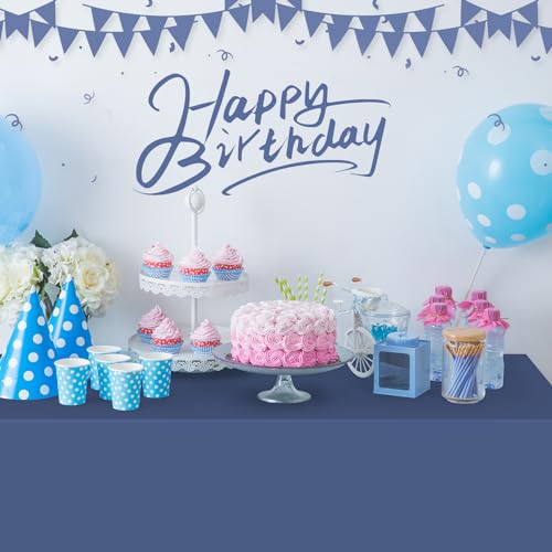 Image of 32 Pack Navy Blue Plastic Tablecloth for Rectangle Tables, Premium Decorative Navy Blue Disposable Table Cloths for Parties, Rectangle Party Table Cover for Birthday Wedding Banquet Event, 54x108 Inch