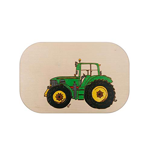 Frühstücksbrett Trecker Traktor grün Holz Namen Frühstücksbrettchen mit kostenloser Gravur Vesper Brett Cover