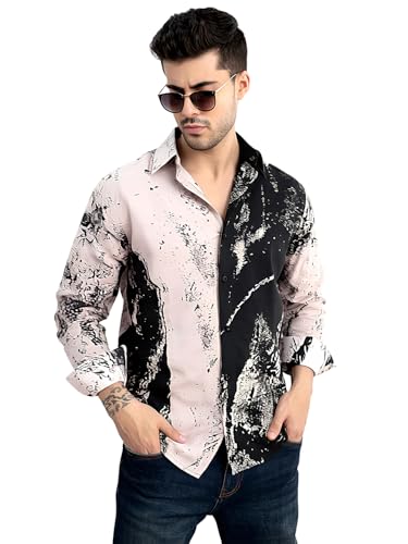Image of Pinkmint Men Printed Cambric Cotton Shirt |Stylish Designer| Lightweight Summer Wear| Regular Fit Shirt for Men (Available in Plus Size)