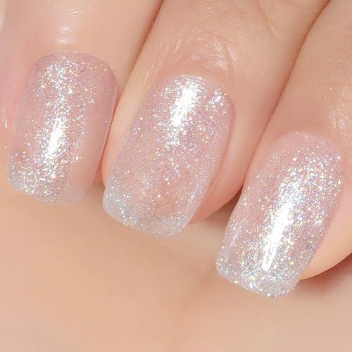 YTD Likomey Esmalte Semipermanente de Uñas en Gel UV LED,15ml Glitter Sirena Blanca Purpurina Esmaltes de Gel Diseño de uñas Salón en casa Manicura artística